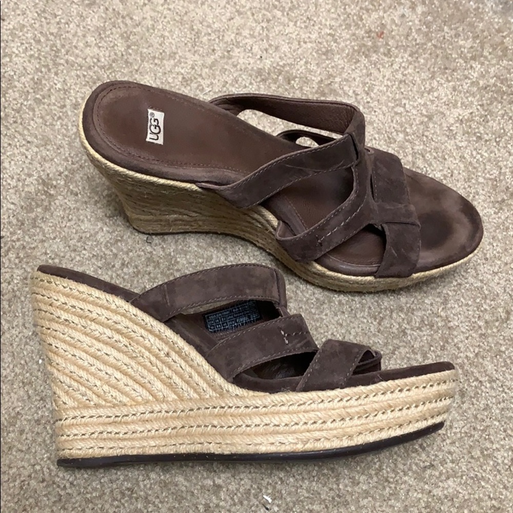 UGG Tawnie suede brown wedges 10